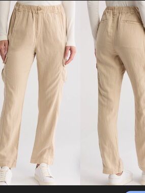 Faherty Women's Straight-Leg Cargo Pants in Light Khaki